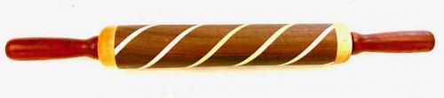 Rolling Pin - walnut with maple spiral inserts and ball-bearing-mounted padauk handles.