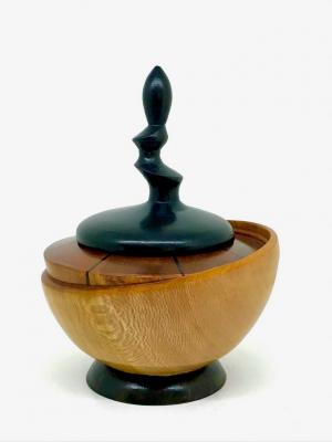 Off-set Turned Vessel - Sycamore with ebonized (black-painted) Sycamore lid.